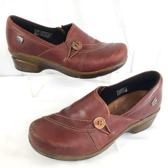 Keen Shoes - Keen Mora Button 1015038 Womens 9 Brown Leather Slip On Loafer Flats Shoes
